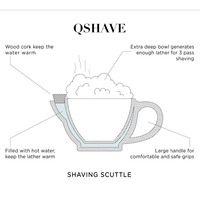 QSHAVE Razor Shaving Scuttle kubek wypełniony gorącą wodą utrzymuj pianę zawsze ciepło to duży rozmiar miska ręcznie kubek ceramiczny czarno-biały 3